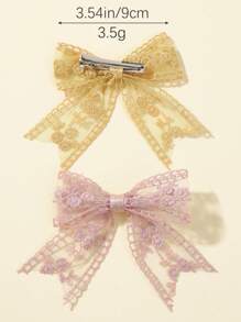 10pcs Solid Color Lace Trimmed Bow Hair Clips For Kids, Versatile Kids Hair Accessories For Back To School