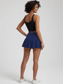 2pcs Women's Activewear Sports Skirt For Spring/Summer, High Waist Elastic Exercise Jogging Fitness Golf Tennis Skort, Slim Fit Fashionable With Pocket - Multicolor - View 6