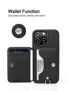 1pc Black Wallet-Style Detachable Shoulder Strap Phone Case With Card Slots & Lanyard Compatible With IPhone 16e/11 Pro Max, IPhone 12 Pro Max, IPhone 13 Pro Max, IPhone 14 Pro Max, IPhone 14 Plus, IPhone 15, IPhone 15 Pro Max, Galaxy S20 Ultra, Galaxy S21 Plus, Galaxy S21 Ultra, Galaxy S22 Plus, Galaxy S23/S24/S25 Ultra, Pixel 5A 5G, Pixel 6 Pro, Pixel 7 Pro, Pixel 8 Pro, Xperia Ace III, Xperia 1 V, Xperia 5 V, Xperia 10 V Waterproof Shockproof Anti-Fall Scratch Resistant