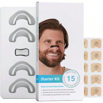 Nasal Dilator Starter Kit (15pcs, White) - Increase Oxygen Intake, Reduce Snoring, Improve Sleep Quality - Sweat-Resistant, Skin-Friendly Nasal Strips - Ultimate Snoring Solution