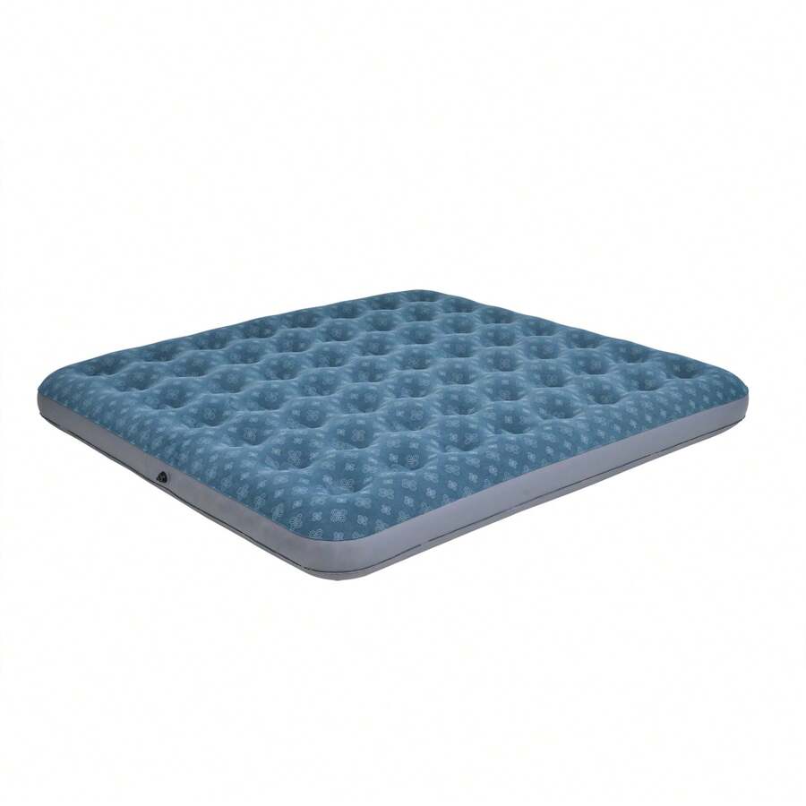 Air Mattress Inflatable Bed Sleeping Pad For Camping, Patterned Flocking Blue - Blue - View 1