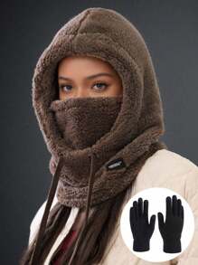 1 pieza Gorro de punto con bufanda y guantes, gorro con orejeras cálido y a prueba de viento para actividades al aire libre, uso casual, vacaciones, senderismo, esquí, accesorio de invierno, atuendos de invierno