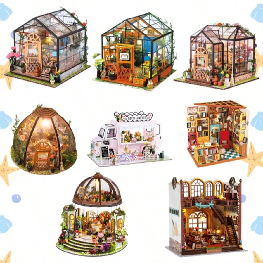 1 件 DIY 迷你娃娃屋套装，手工制作的微型房屋模型书架套件，创意装饰，益智玩具，适用于书房模型搭建、家居和卧室装饰，是送给女孩和成人的理想生日、圣诞节和新年礼物