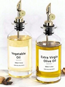 1个金色玻璃油瓶 - 可用作厨房橄榄油瓶、咖啡吧配件咖啡糖浆瓶、食用油瓶，附赠随机贴纸 - 彩色 - 查看 12