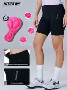 HISERWA 女式骑行短裤 优质山地自行车短裤 7 小时骑行减震加垫山地自行车骑行短裤 - 黑色 - 查看 3