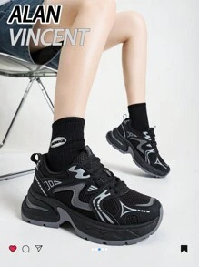 Giày thể thao Alan Vincent [Dòng giày City Sneaker] màu đen, giày sneaker đế dày mới năm 2025 dành cho nữ, giày chạy bộ thoải mái và thời trang, giày thể thao thường ngày, giày ngoài trời cho nữ, lưới thoáng khí. - màu đen - Xem 8