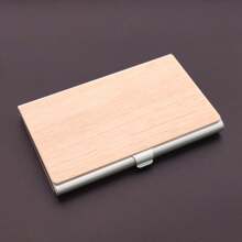 Customizable Metal Black Walnut Business Card Holder, Engraved Logo, Corporate Gift, Meeting & Promotion