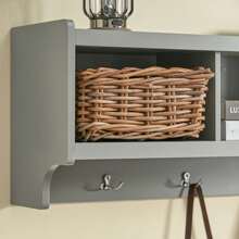 SoBuy FHK28-HG，墙壁衣帽架壁架壁式储物柜单元，带 3 个隔间 4 个挂钩