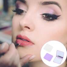 PYAIOVR 2 Stück Kompakter Make-up Spiegel mit 15X Vergrößerung für unterwegs Kleiner Taschenspiegel faltbar und tragbar Lila Beige