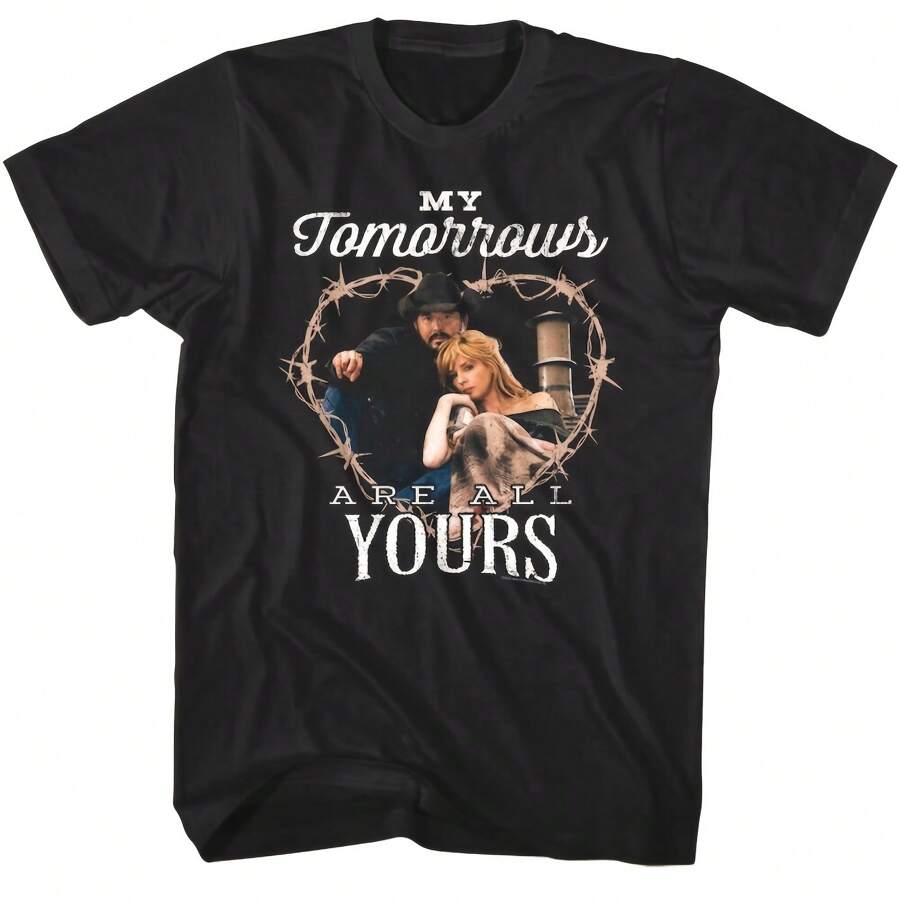 Camiseta de Yellowstone Mis mañanas son todos tuyos Camiseta de hombre Romance de vaqueros - Negro - Ver 1