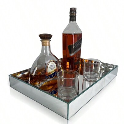 Bandeja De Vidro Espelhada Retangular 30x20 Cm