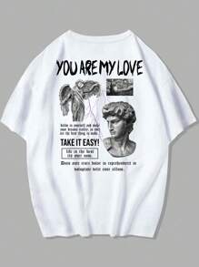 Your My Love Classic Unisex Men's Basic T-Shirt 100% Cotton Fabric Streetwear Fashion - White - View 2