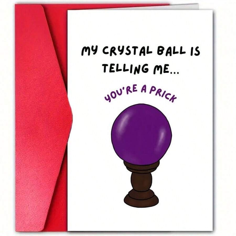 1 张，带信封的粗鲁搞笑生日贺卡，非常适合最好的朋友、丈夫和妻子、情人和配偶、黄色笑话、商务用品、不寻常的物品、有趣的生日贺卡、有趣的水晶球生日贺卡。 - 彩色 - 查看 1