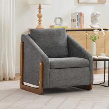 Yabihome Chenille Fabric Modern Upholstered Armchair With Wooden Side Frame , Accent Leisure Chair With Cushioned Seat And Backrest For Living Room, Bedroom