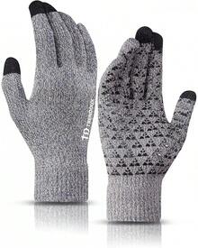 TRENDOUX Winter Gloves, Knit Touch Screen Glove Men Women Texting Smartphone Driving - Anti-Slip - Elastic Cuff - Thermal Soft Upgraded Lining - Hands Warm In Cold Weather - Black - M At  Men's Clothing Store - 淺灰色 - 查看 7
