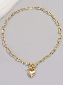 THINTIME 1 pieza Collar con colgante con forma de clip de papel con diseño de corazón de moda, adecuado para uso diario de mujeres/hombres, regalo romántico para el Día de San Valentín