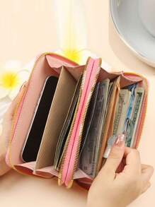 Card Holder Wallet Credit Card Case - Double Layer Women Clutch - Evening Bag - Large Capacity - Solid Color Multi Card Women Wallet - Multifunctional Zipper Quilted Wallet With Strap - Portable Card Holder Coin Purse - Phone Pouch Handbag Gift For Girlfriend Wife Birthday Organized Daily Use For Women Wallet Purse Wallet Long Wallet