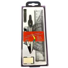 KIT Compass With Rulers Rubber And Graphite Drawing Set School Compass Square Protractor - 附標尺的指南針 - 查看 9