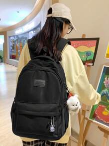 Baila Morena Unisex School Backpack Fabric Multiple Compartments Large Capacity Adjustable Strap Multi-Pockets Internal Compartment - màu đen - Xem 2