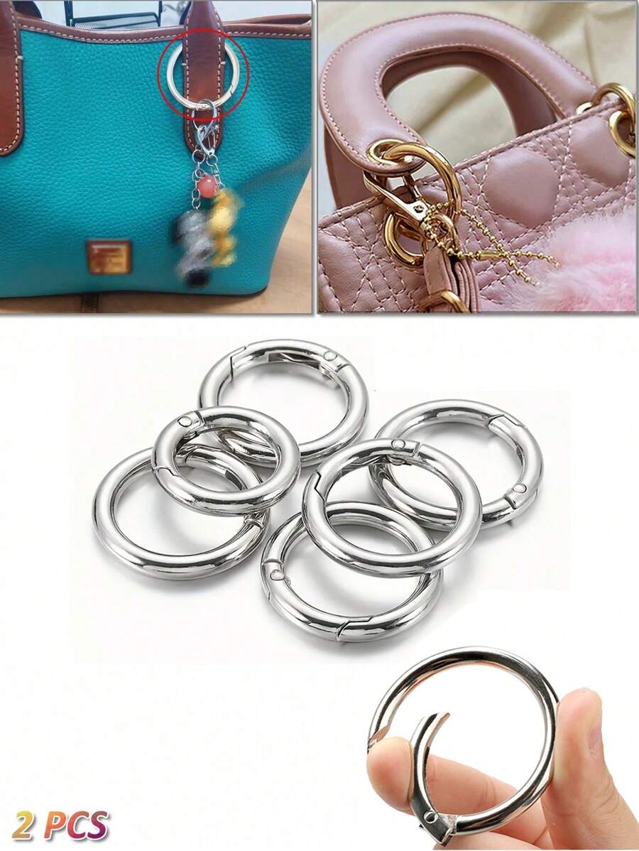 1/2pcs O-Ring Spring Clasp Hook Circle Carabiner Keychain, 1/1.25/1.5 Inch Spring Rings,Bag Accessories,Suitable For Keyrings Buckle, Bags,Purses,With Round Openings And Spring Rings
