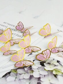 Set de 3 tarjetas con mariposas con borde dorado, apropiadas para decoraciones de boda y fiesta de cumpleaños, decoración de pasteles, decoración de mesa de postres