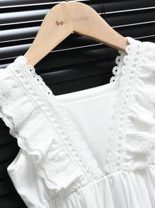 Young Girls Fashionable Lace Sleeveless Princess Vacation Dress, Summer