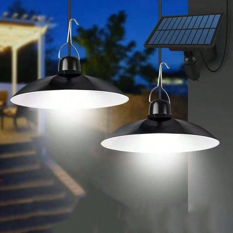 二合一六角形白光户外太阳能灯 LED 灯花园墙壁装饰防水太阳能户外照明适用于花园装饰和墙壁照明 - 白光 - 查看 1