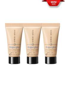 GIORGIO ARMANI [Mini] DESIGNER GLOW RADIANT REVITALIZING FOUNDATION #1 5ml*3/15ml | Infundido con perlas únicas de azul de Prusia y aceites preciosos para corregir el tono apagado y realzar el brillo natural de la piel. | Perfección natural de alta gama | Pigmentos antiapagamiento de azul de Prusia - Azul #1 5ml*3 - Ver 9