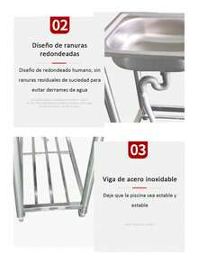 Fregadero Industrial De Acero Inoxidable Grifo Para Cocina - Plateado - Ver 5