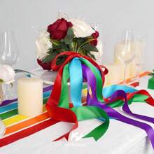 1PC Rainbow Satin Ribbon Fabric Satin Ribbon Rainbow Ribbon Set 1 Inch X 25 Yards Thin Satin Ribbon Rainbow Color For Crafts Bows Gift Wrapping Wedding Decoration And DIY Handmade - Multicolor - View 8