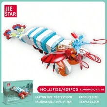 多色创意拼装玩具豹纹壁虎、变色龙、螳螂虾、螃蟹装饰动物小积木模型、收藏家居摆件、生日礼物 - 彩色 - 查看 8