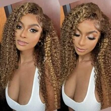 PAZAT Valentine's Day Gift 13x4 Transparent Honey Blonde Deep Wave Human Hair Wigs For Women 180 Density Ombre Highlight HD Lace Frontal Wigs Human Hair Pre Plucked With Baby Hair - Piano Color - View 2