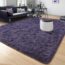 Alfombras Tepook de 8x10 para sala de estar, alfombras súper suaves y esponjosas para dormitorio, alfombra moderna y peluda para niños, alfombra de decoración interior de felpa con base antideslizante, negra - Morado grisáceo - Ver 9