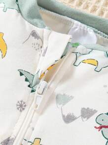 [2pcs Set] Baby Boys Ocean Theme Long Sleeve Jumpsuits - Mint Green - View 6