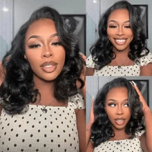 HJ WEAVE BEAUTY 13x4 Lace Front Wig Human Hair Short Bob Wig Brazilian Natural Wave Wigs For Women Transparent Full Lace Wig Human Hair Pre Plucked Hairline With Baby Hair 180% Density