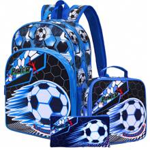 3 PiecesBackpack Set With Dinosaur/Football/Astronaut Themes, Includes Handbag, Pencil Case And Storage Bag - Durable Polyester Material, Lightweight And Fashionable, Mixed Color Design - Multicolor - View 15