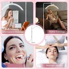 28'' LED Floor Light, Half Moon Lamp For Lash Extension, Lighting For Beauty, Skincare, Lashes, Eyebrows, Filming Content Creation-Modern Black -Christmas Gift/Present For Lover/ Her/ Girlfriend/Mother/Women/Wife - trắng - Xem 3