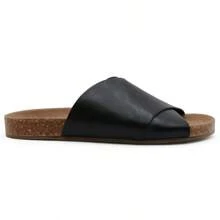 Women's Cork Footbed Slide Comfortable Cross-Strap Flat Casual Sandals - 黑色 - 查看 2