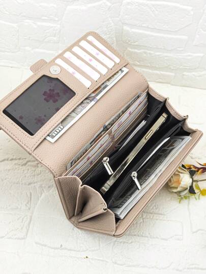 MINGYOU Nouveau portefeuille multifonction à la mode pour femmes, avec boucle classique et style minimaliste. Portefeuille avec porte-cartes multiples et poche pour mobile. Portefeuille, porte-monnaie, portefeuille long.