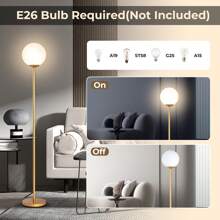 Homasis Glass Globe LED Floor Lamp W/ Glass Lampshade Bedroom Office - Xem 6