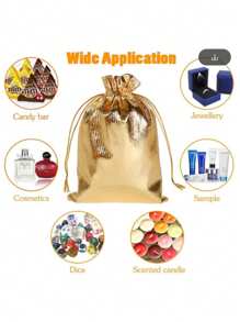 20pcs Gold Gift Drawstring Bags Pouches For Jewelry Organizers Favor Candy Bar Chocolate Package Small Businesses Supplies - Gold - View 3