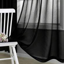 4-Piece Set Of Solid Color White Gauze Curtains, Hanging From The Top Through A Pole, White Curtains With Hazy Filtering And Dreamy Light Transmission For Room Partitions, Suitable For Living Rooms, Bedrooms, Study Rooms, And Balcony Partitions - màu đen - Xem 4