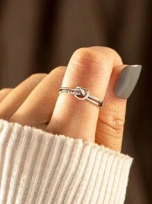 1pc Copper Cubic Zirconia Geometric Simple Adjustable Ring For Men, Valentine's Day Gift - Open Ring - View 4