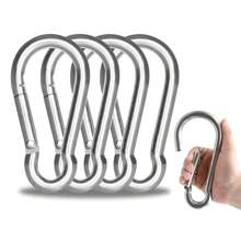 Large Carabiner Clip Hooks, 4pcs 7 Inch Carabiners Heavy Duty, 304 Stainless Steel Spring Snap Hook Fits Camping Hanging Hiking Weight Lifting, Metal Clips For Rope Or Chain