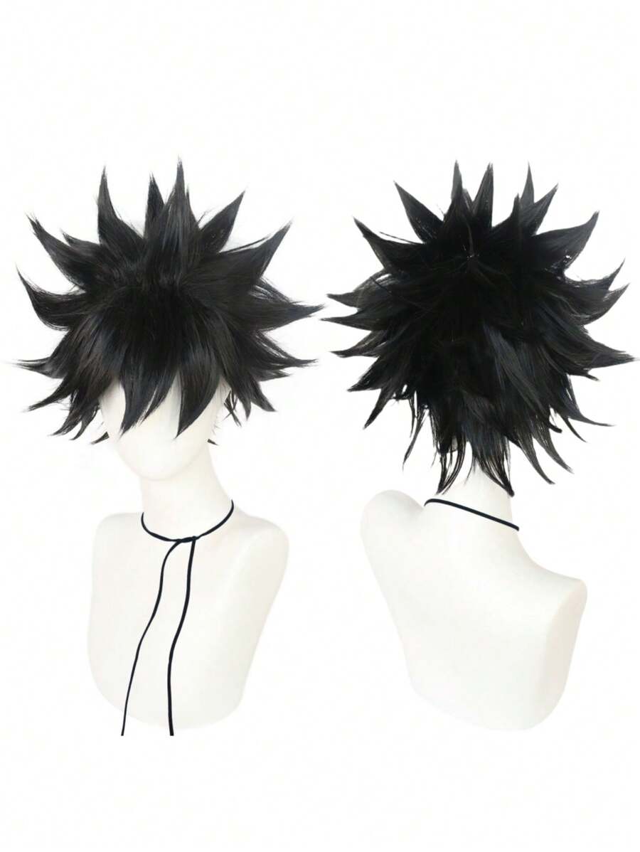 Tóc giả hóa trang Anime, Tóc sợi tổng hợp chịu nhiệt, Kiểu thẳng đen ngắn, Mũ lưới hoa hồng mềm mật độ cao, Dành cho trang phục dự tiệc Halloween, buổi hòa nhạc lễ hội trường, chụp ảnh kỳ nghỉ, sự kiện theo chủ đề, triển lãm truyện tranh & 1 mũ tóc giả - Cần tự tạo kiểu - màu đen - Xem 1