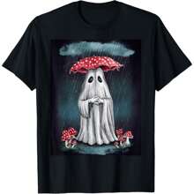 Spooky Cottagecore Ghost - Halloween Mushroom Delight T-Shirt