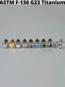 1 件钛合金猫用氧化锆唇环耳软骨耳屏内螺纹 Cz 耳轮耳垂耳环耳甲穿孔珠宝 - 如圖 - 查看 3