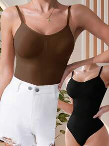 2 piezas de ropa interior moldeadora y sexy sin costuras para mujer, body de control de cintura, conjunto de camiseta y tanga, ropa interior ajustada y moldeadora