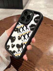 1pc Black Cow Print Pattern TPU Shockproof Phone Case Compatible With Iphone 16 15 14 13 12 11 Pro Max, Series