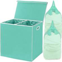 SimpleHouseware Double Laundry Hamper With Lid And Removable Laundry Bags, Black